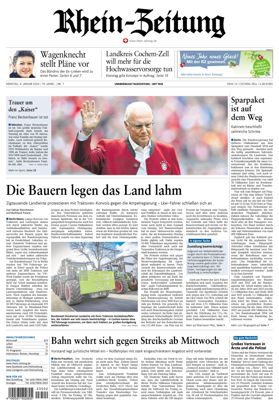 Rhein-Zeitung Kreis Cochem-Zell vom Dienstag, 09.01.2024