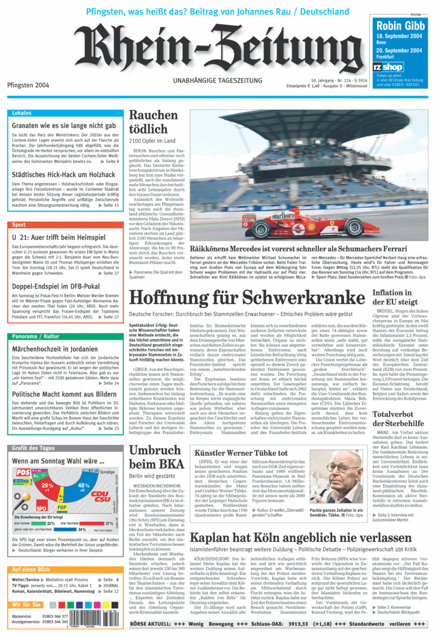 Rhein-Zeitung Kreis Cochem-Zell vom Samstag, 29.05.2004