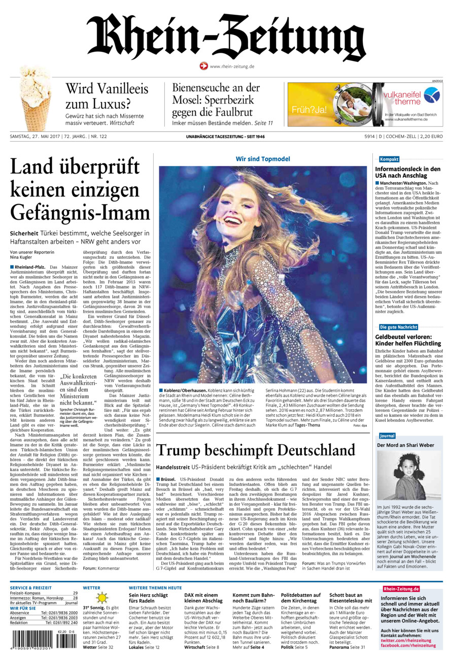 Rhein-Zeitung Kreis Cochem-Zell vom Samstag, 27.05.2017