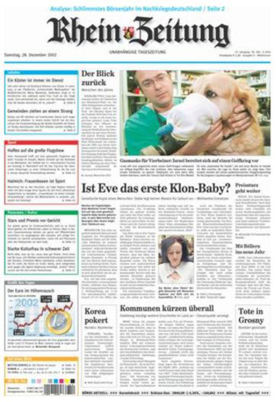 Rhein-Zeitung Kreis Cochem-Zell vom Samstag, 28.12.2002