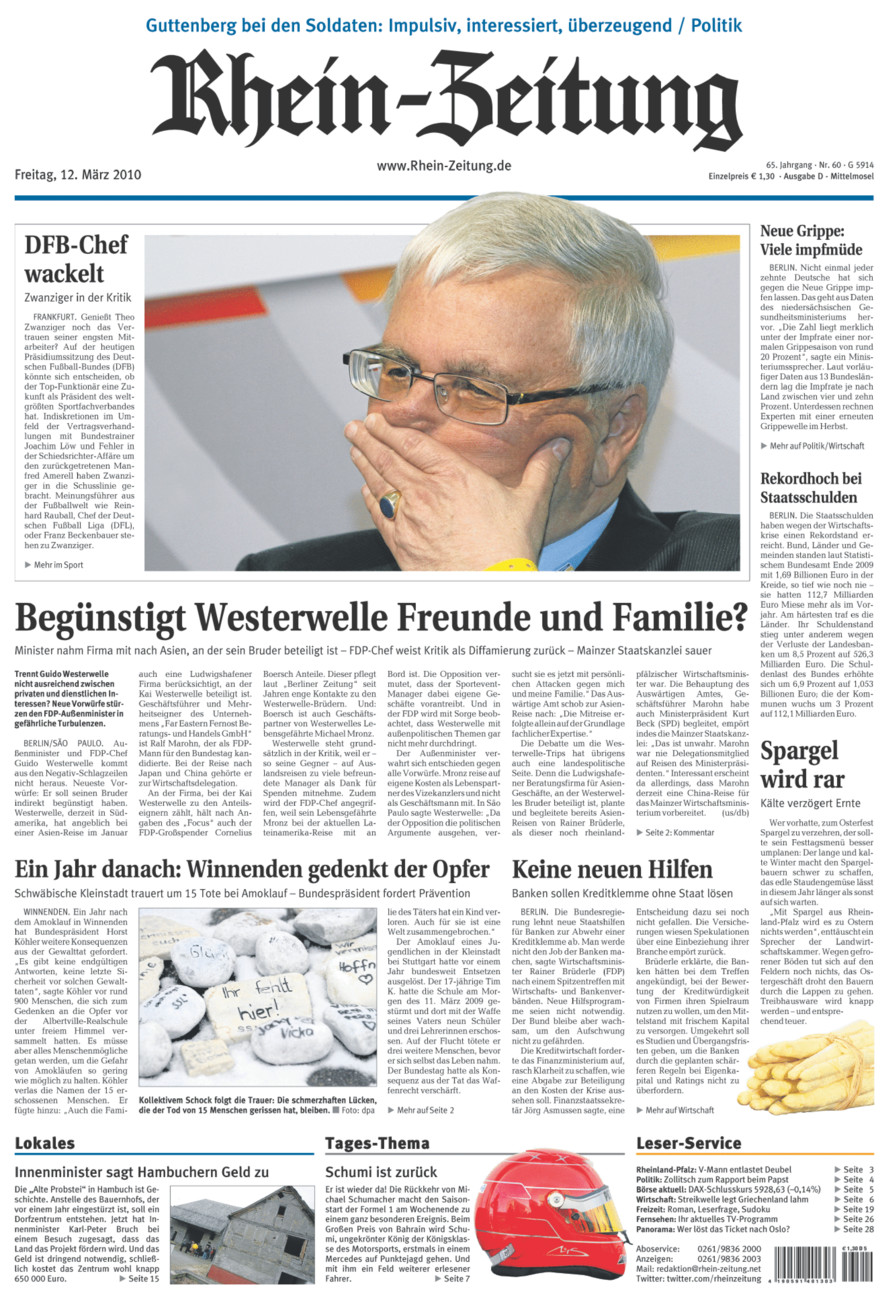 Rhein-Zeitung Kreis Cochem-Zell vom Freitag, 12.03.2010