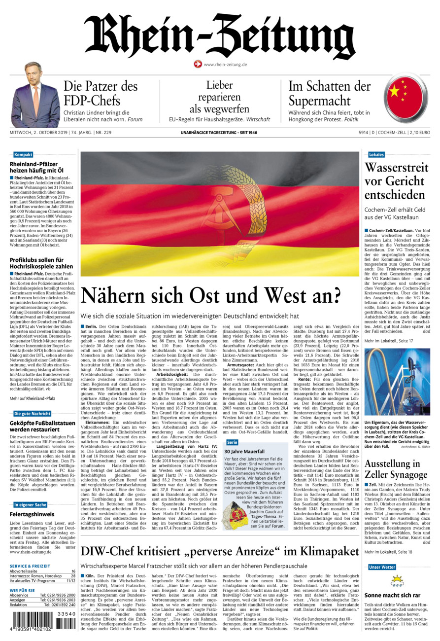 Rhein-Zeitung Kreis Cochem-Zell vom Mittwoch, 02.10.2019