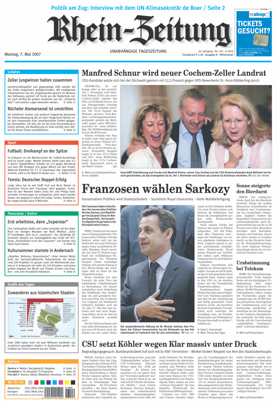 Rhein-Zeitung Kreis Cochem-Zell vom Montag, 07.05.2007
