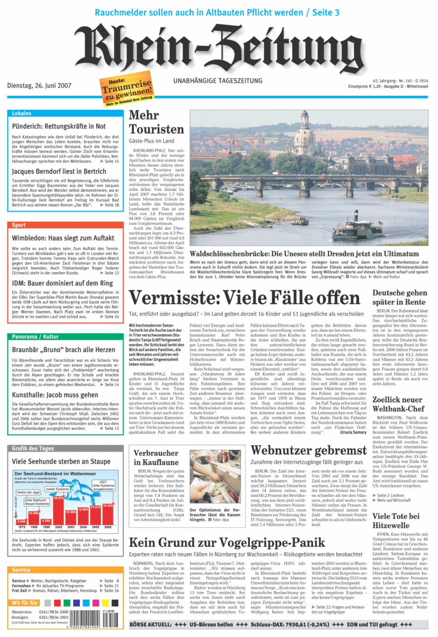 Rhein-Zeitung Kreis Cochem-Zell vom Dienstag, 26.06.2007