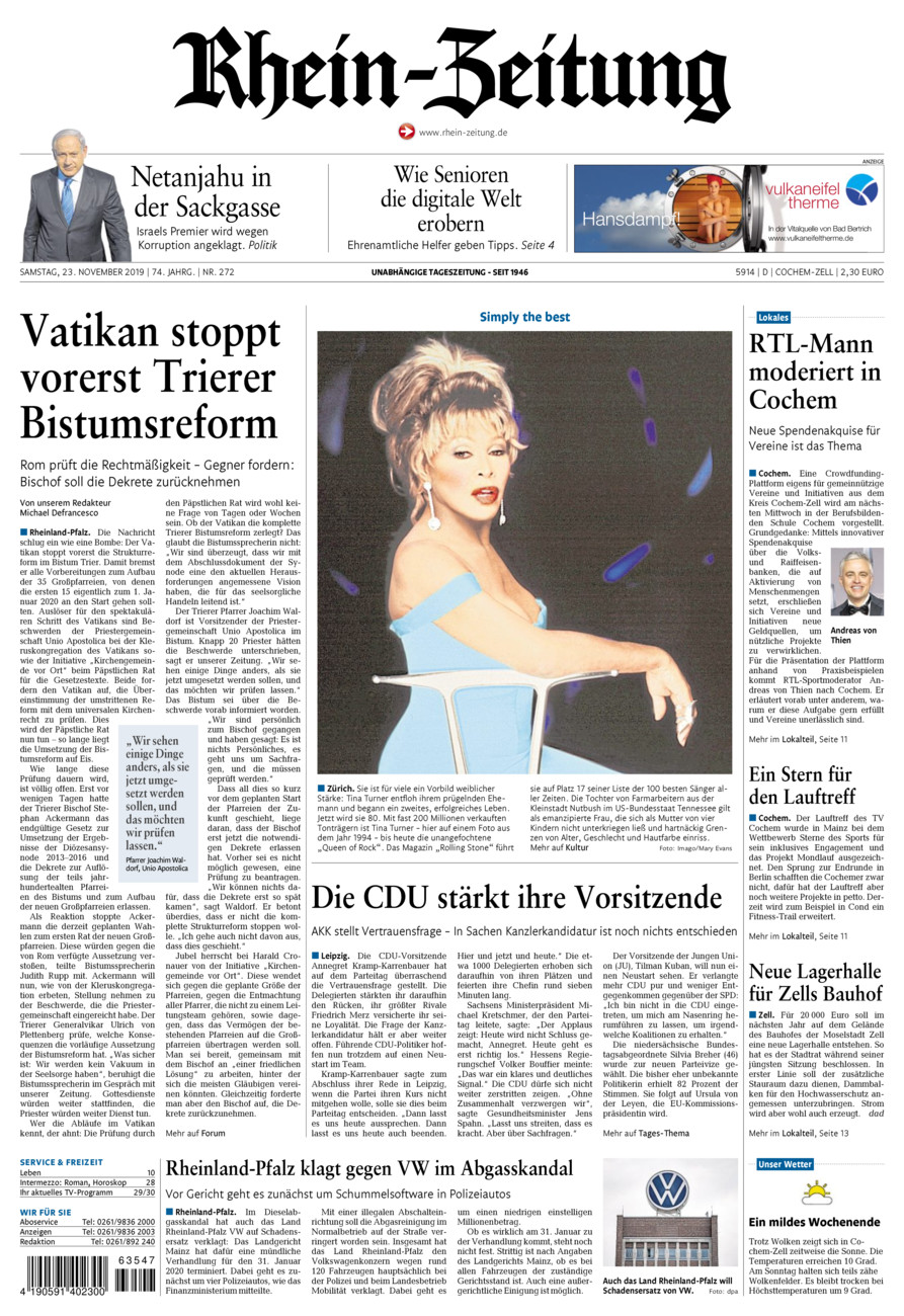 Rhein-Zeitung Kreis Cochem-Zell vom Samstag, 23.11.2019