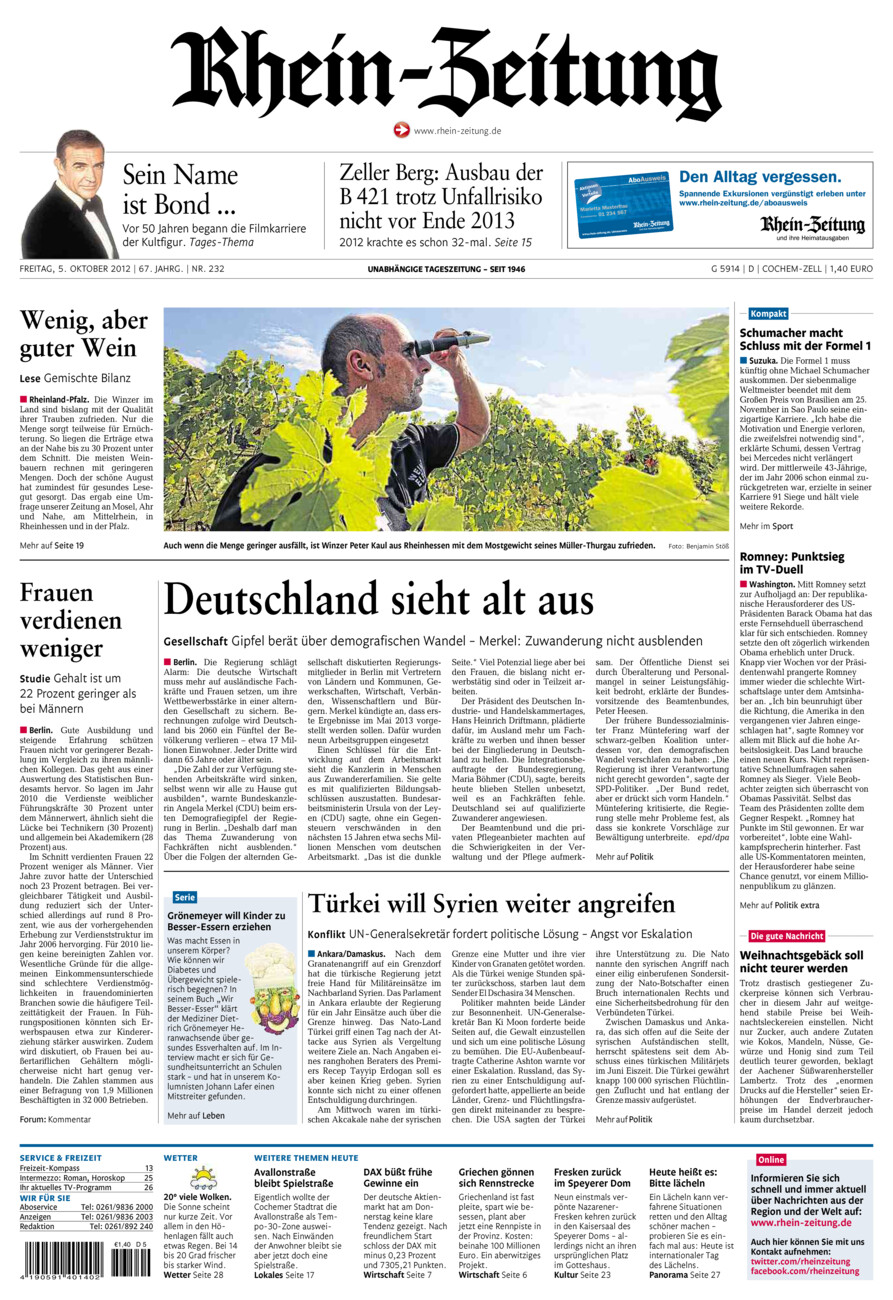 Rhein-Zeitung Kreis Cochem-Zell vom Freitag, 05.10.2012