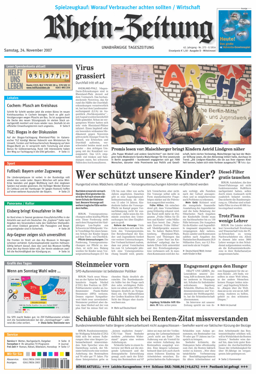 Rhein-Zeitung Kreis Cochem-Zell vom Samstag, 24.11.2007