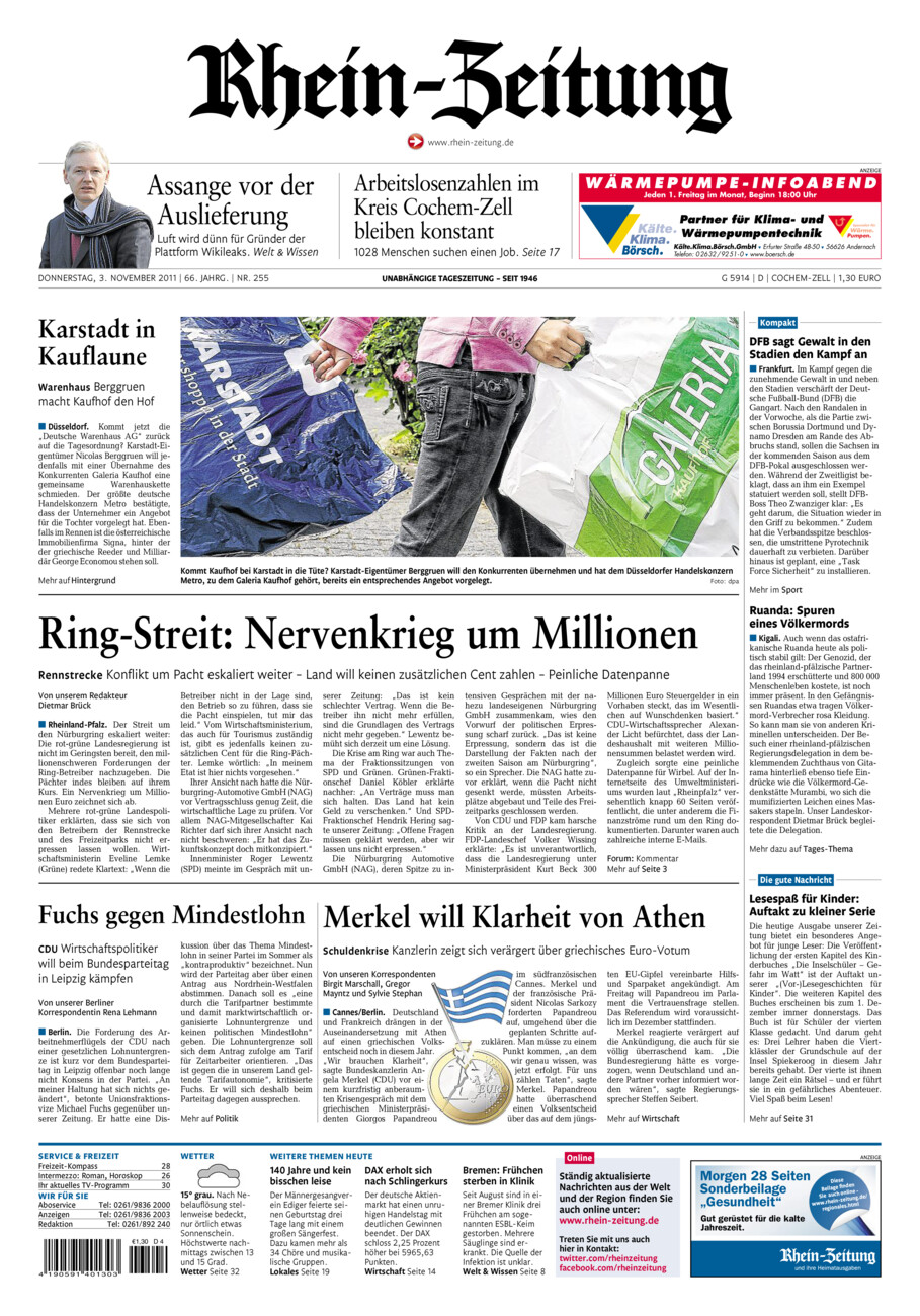 Rhein-Zeitung Kreis Cochem-Zell vom Donnerstag, 03.11.2011