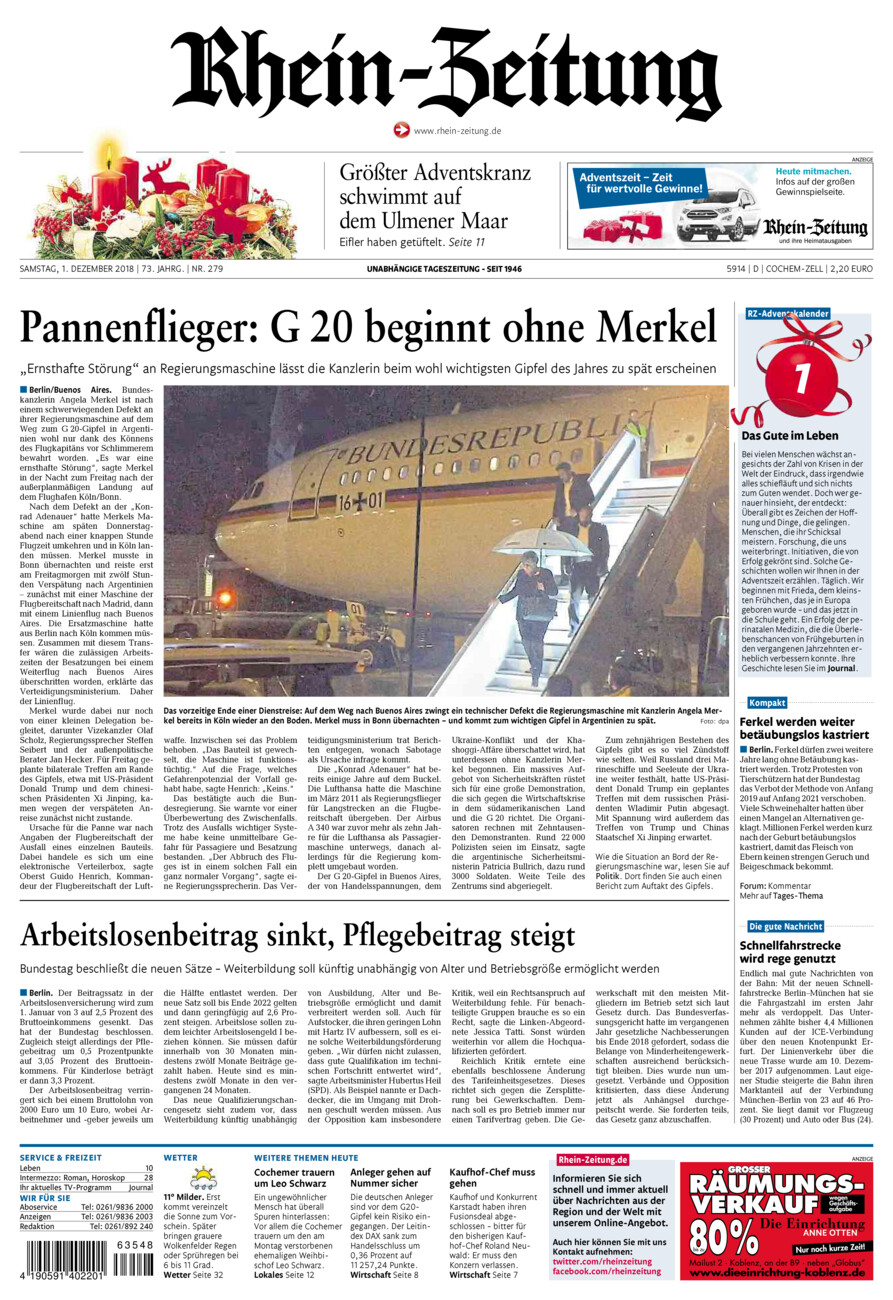 Rhein-Zeitung Kreis Cochem-Zell vom Samstag, 01.12.2018