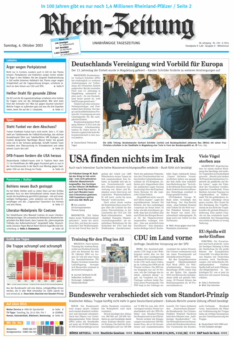 Rhein-Zeitung Kreis Cochem-Zell vom Samstag, 04.10.2003