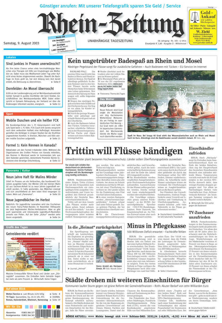 Rhein-Zeitung Kreis Cochem-Zell vom Samstag, 09.08.2003
