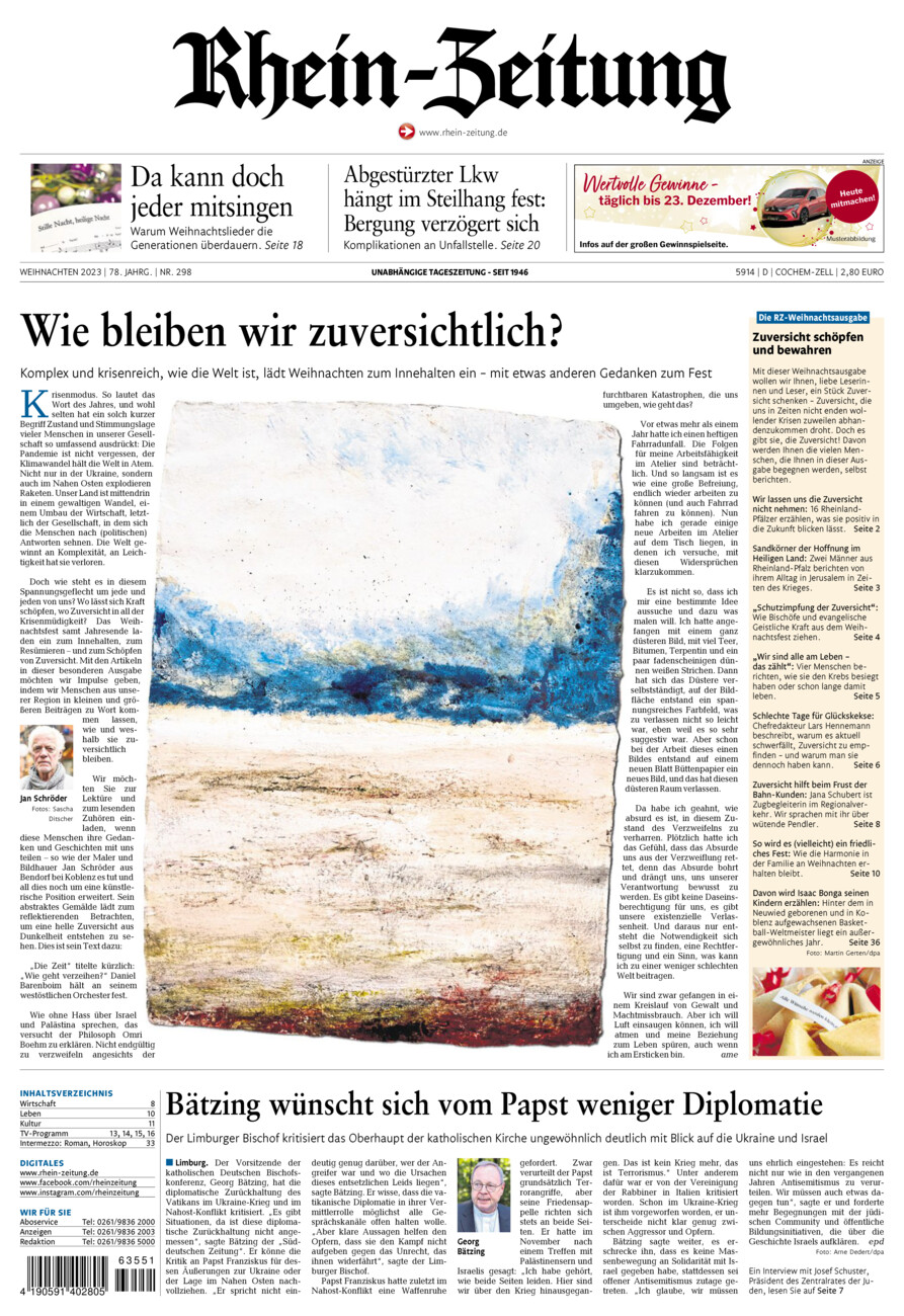 Rhein-Zeitung Kreis Cochem-Zell vom Samstag, 23.12.2023