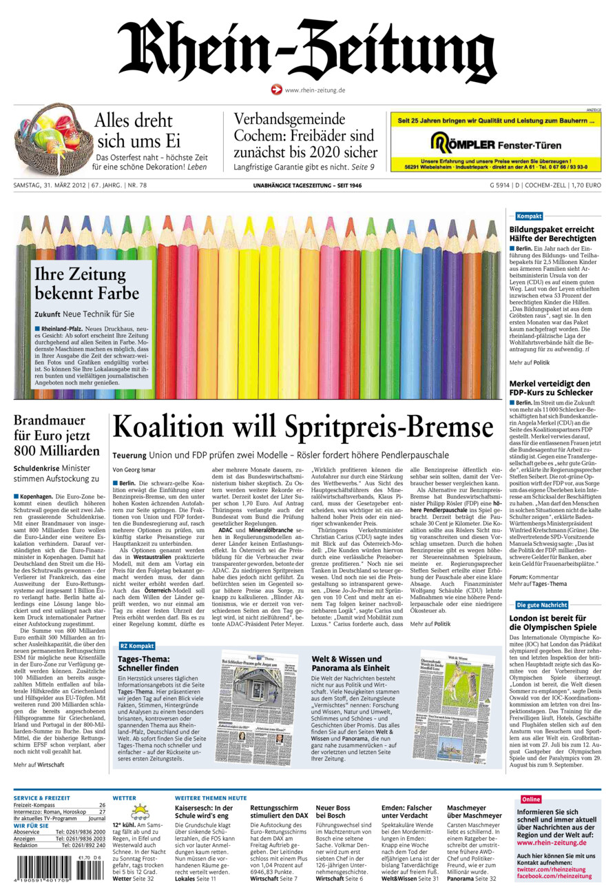 Rhein-Zeitung Kreis Cochem-Zell vom Samstag, 31.03.2012