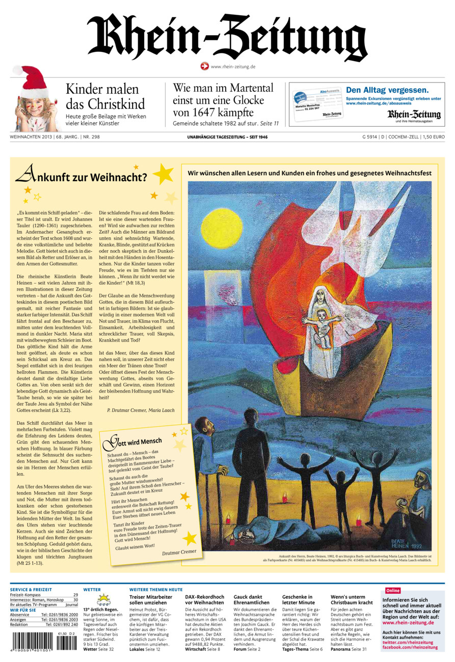 Rhein-Zeitung Kreis Cochem-Zell vom Dienstag, 24.12.2013