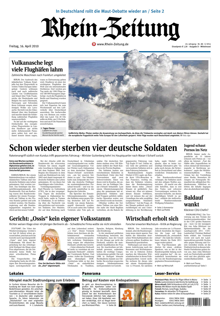 Rhein-Zeitung Kreis Cochem-Zell vom Freitag, 16.04.2010