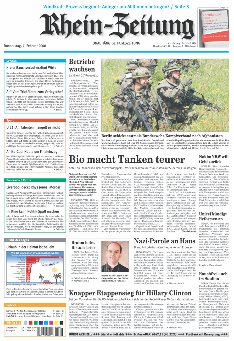 Rhein-Zeitung Kreis Cochem-Zell vom Donnerstag, 07.02.2008