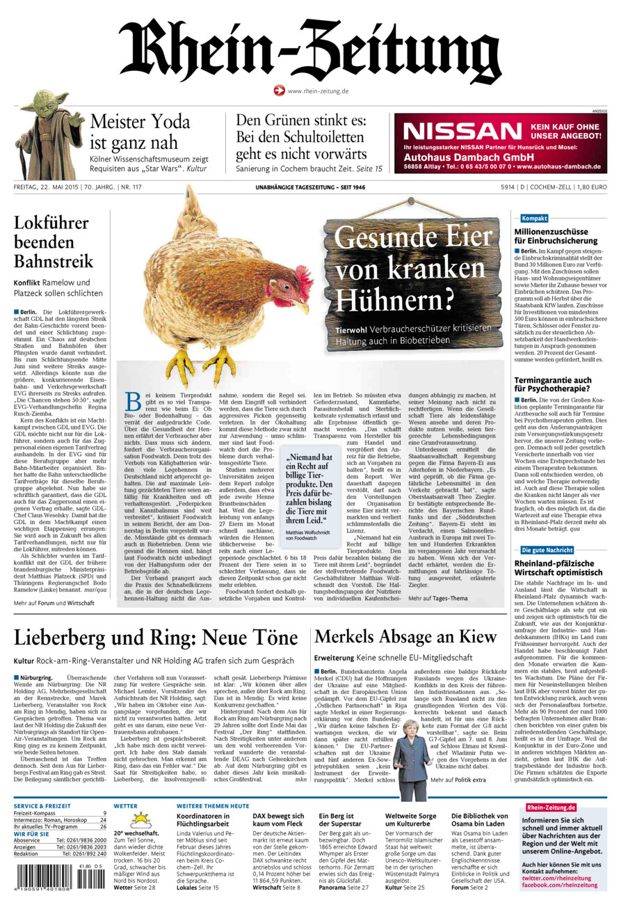 Rhein-Zeitung Kreis Cochem-Zell vom Freitag, 22.05.2015