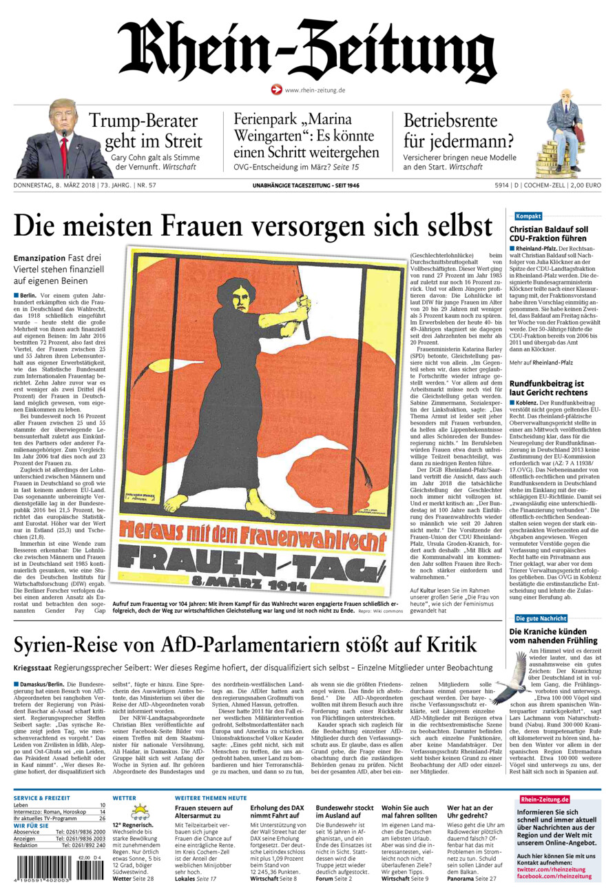 Rhein-Zeitung Kreis Cochem-Zell vom Donnerstag, 08.03.2018