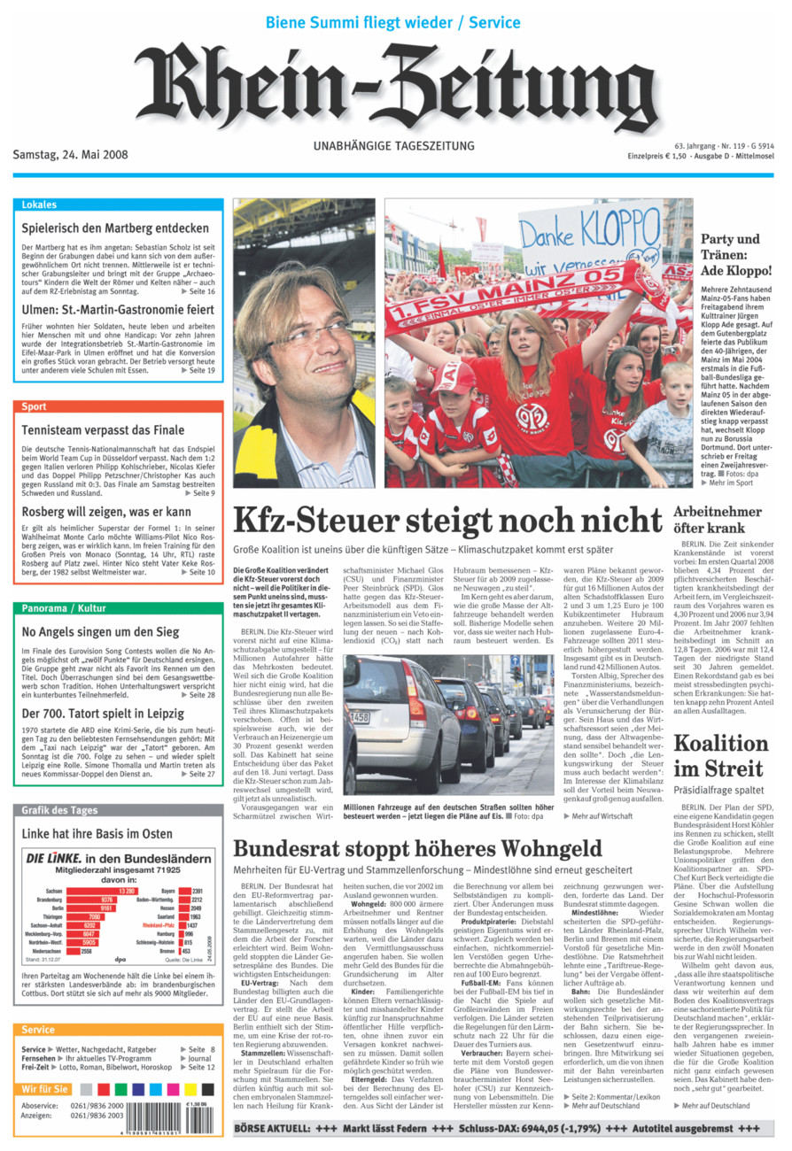 Rhein-Zeitung Kreis Cochem-Zell vom Samstag, 24.05.2008