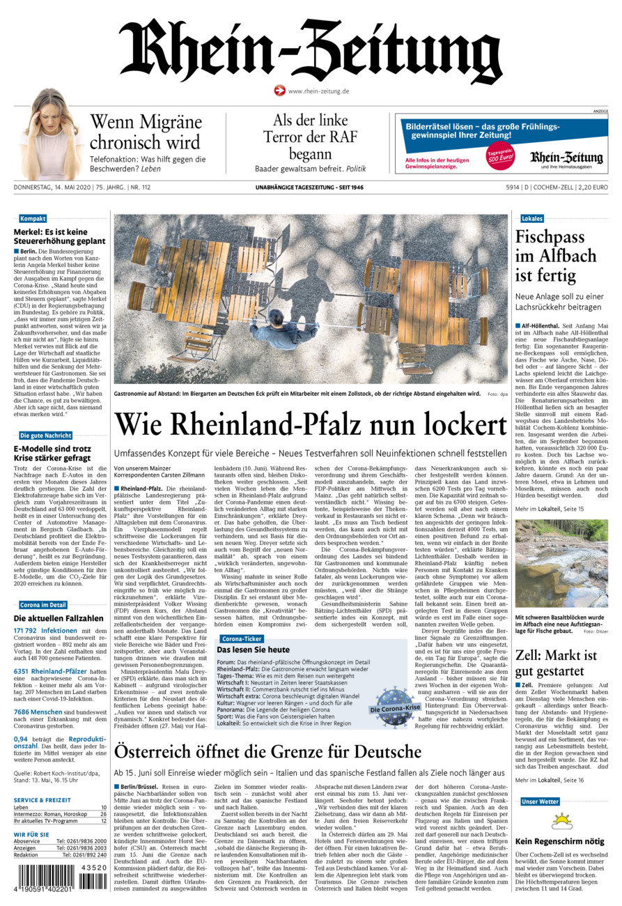 Rhein-Zeitung Kreis Cochem-Zell vom Donnerstag, 14.05.2020