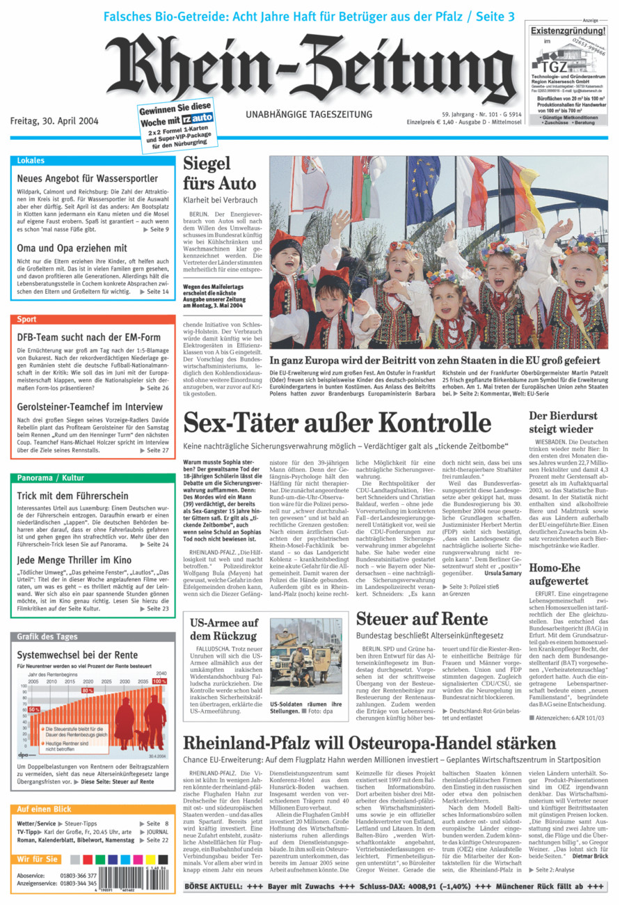 Rhein-Zeitung Kreis Cochem-Zell vom Freitag, 30.04.2004