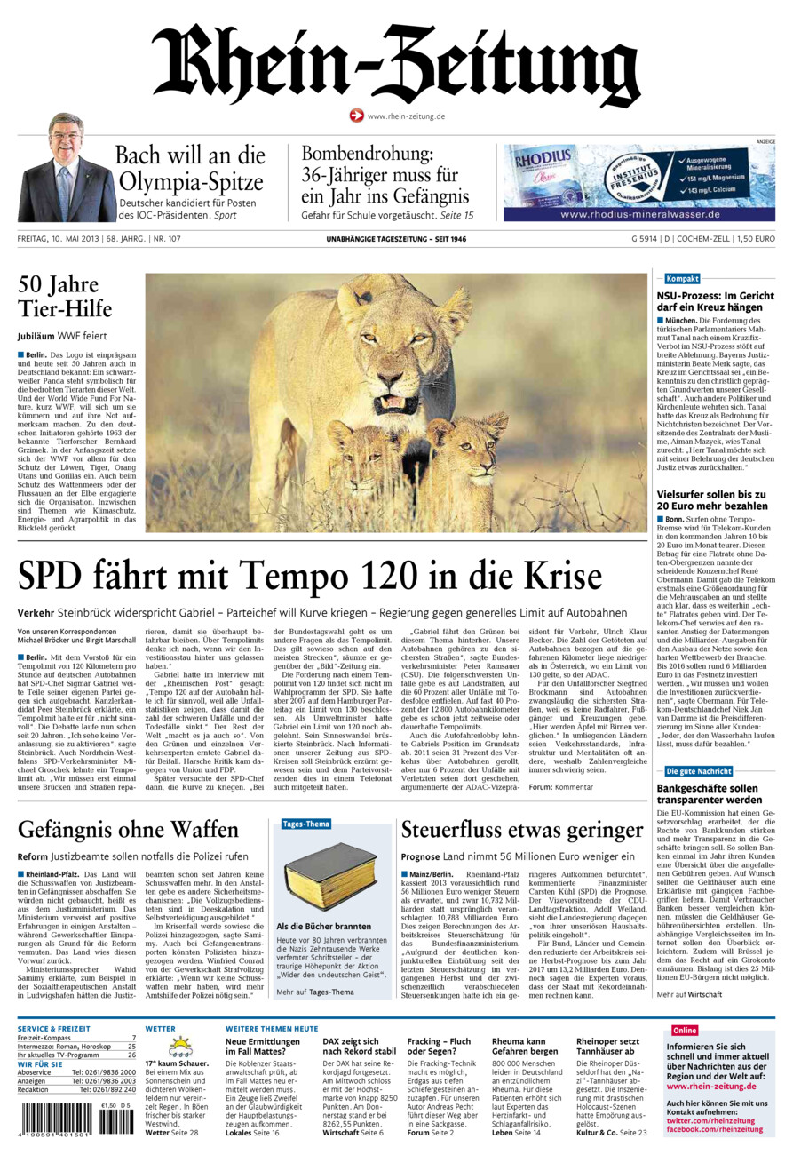 Rhein-Zeitung Kreis Cochem-Zell vom Freitag, 10.05.2013