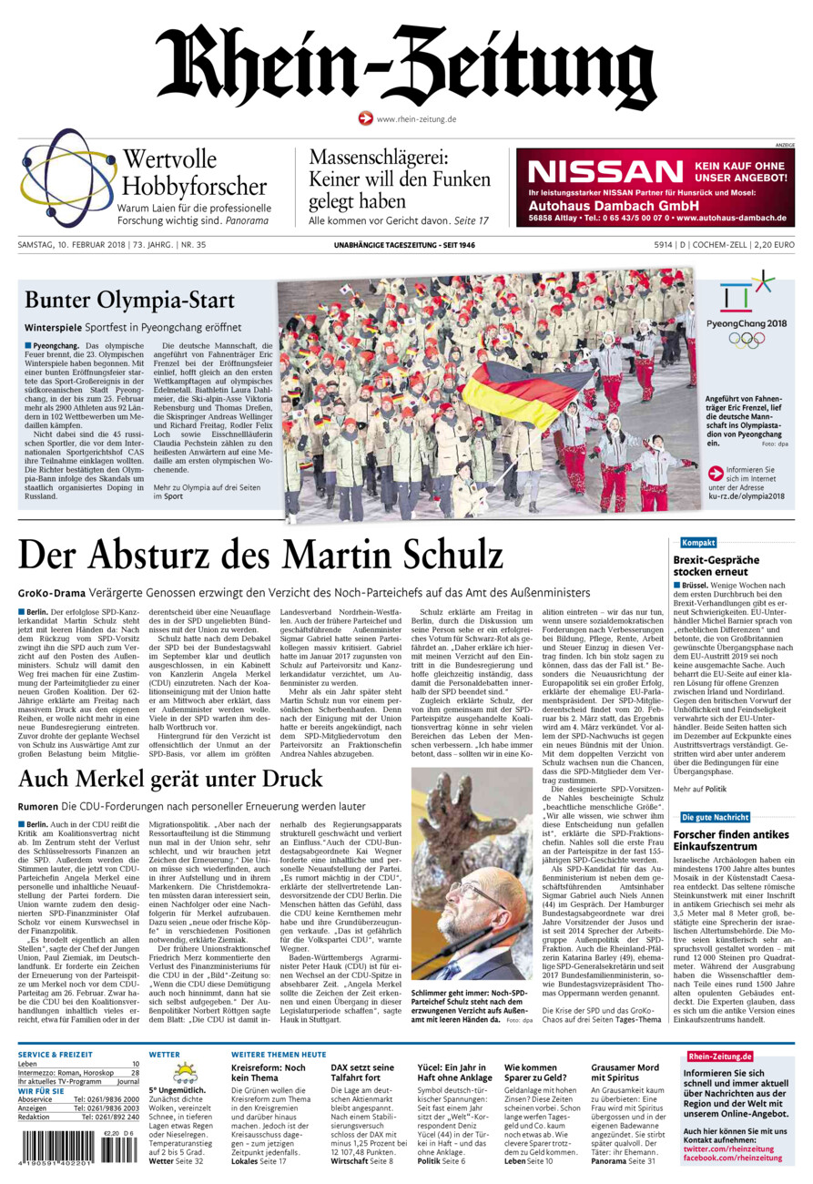 Rhein-Zeitung Kreis Cochem-Zell vom Samstag, 10.02.2018