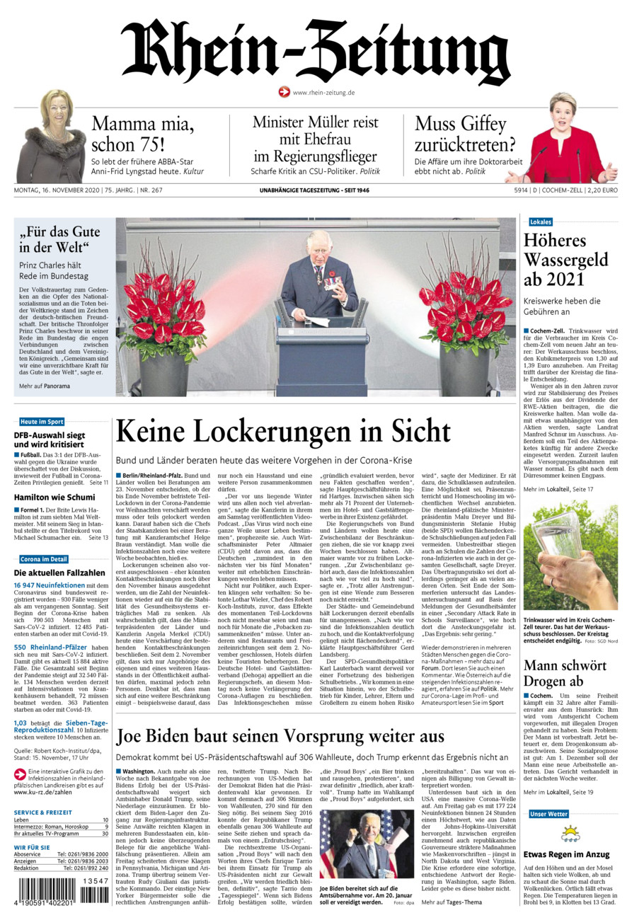 Rhein-Zeitung Kreis Cochem-Zell vom Montag, 16.11.2020