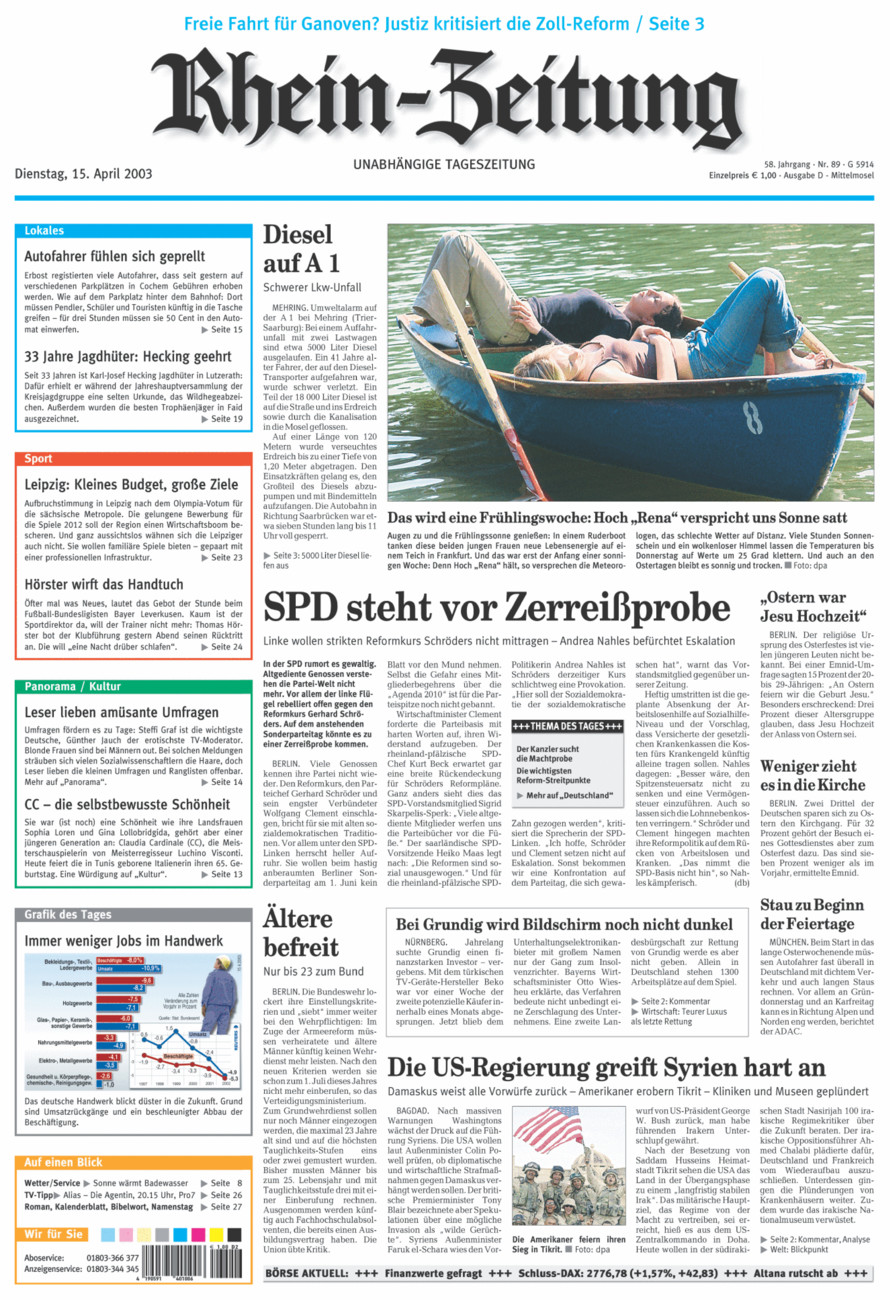 Rhein-Zeitung Kreis Cochem-Zell vom Dienstag, 15.04.2003