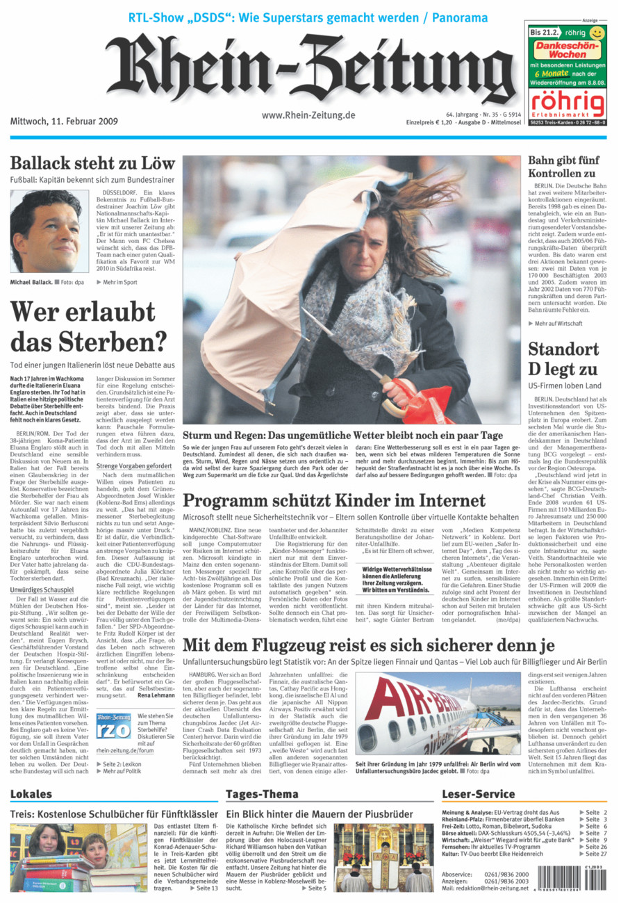 Rhein-Zeitung Kreis Cochem-Zell vom Mittwoch, 11.02.2009