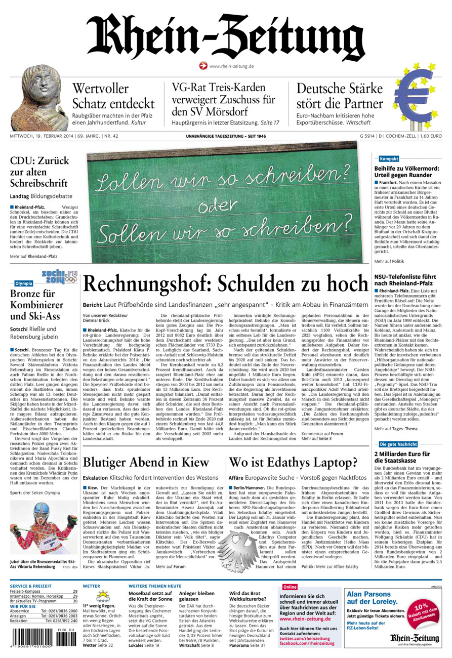 Rhein-Zeitung Kreis Cochem-Zell vom Mittwoch, 19.02.2014