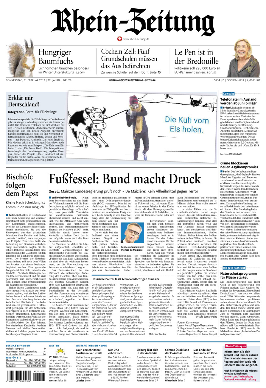 Rhein-Zeitung Kreis Cochem-Zell vom Donnerstag, 02.02.2017