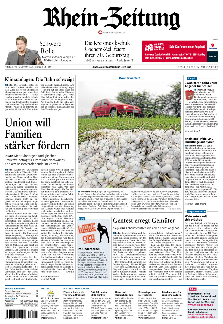 Rhein-Zeitung Kreis Cochem-Zell vom Freitag, 21.06.2013