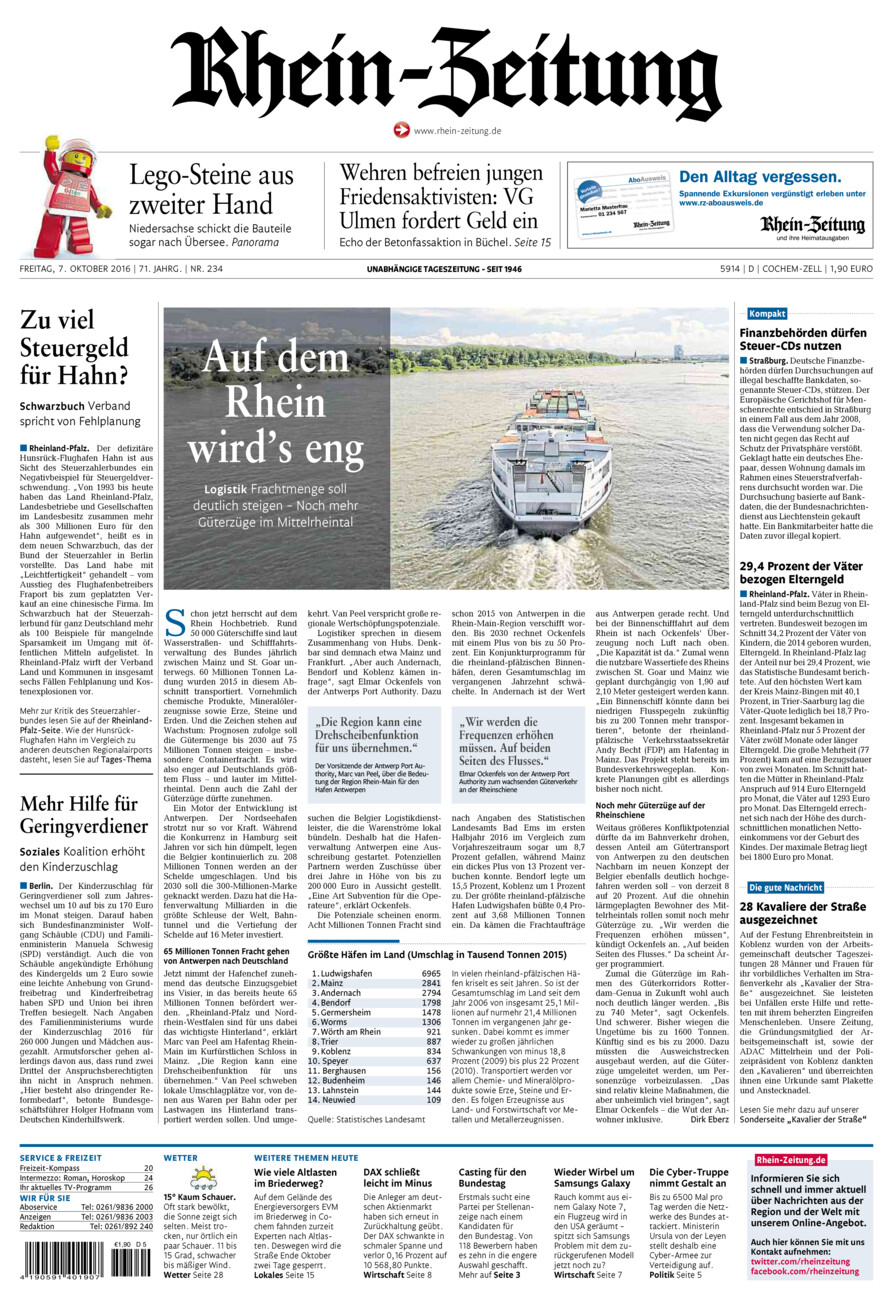 Rhein-Zeitung Kreis Cochem-Zell vom Freitag, 07.10.2016