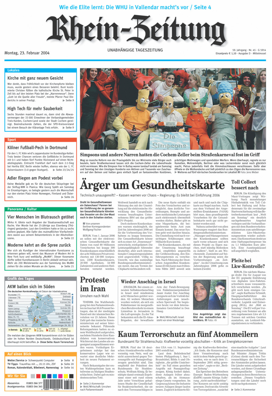 Rhein-Zeitung Kreis Cochem-Zell vom Montag, 23.02.2004