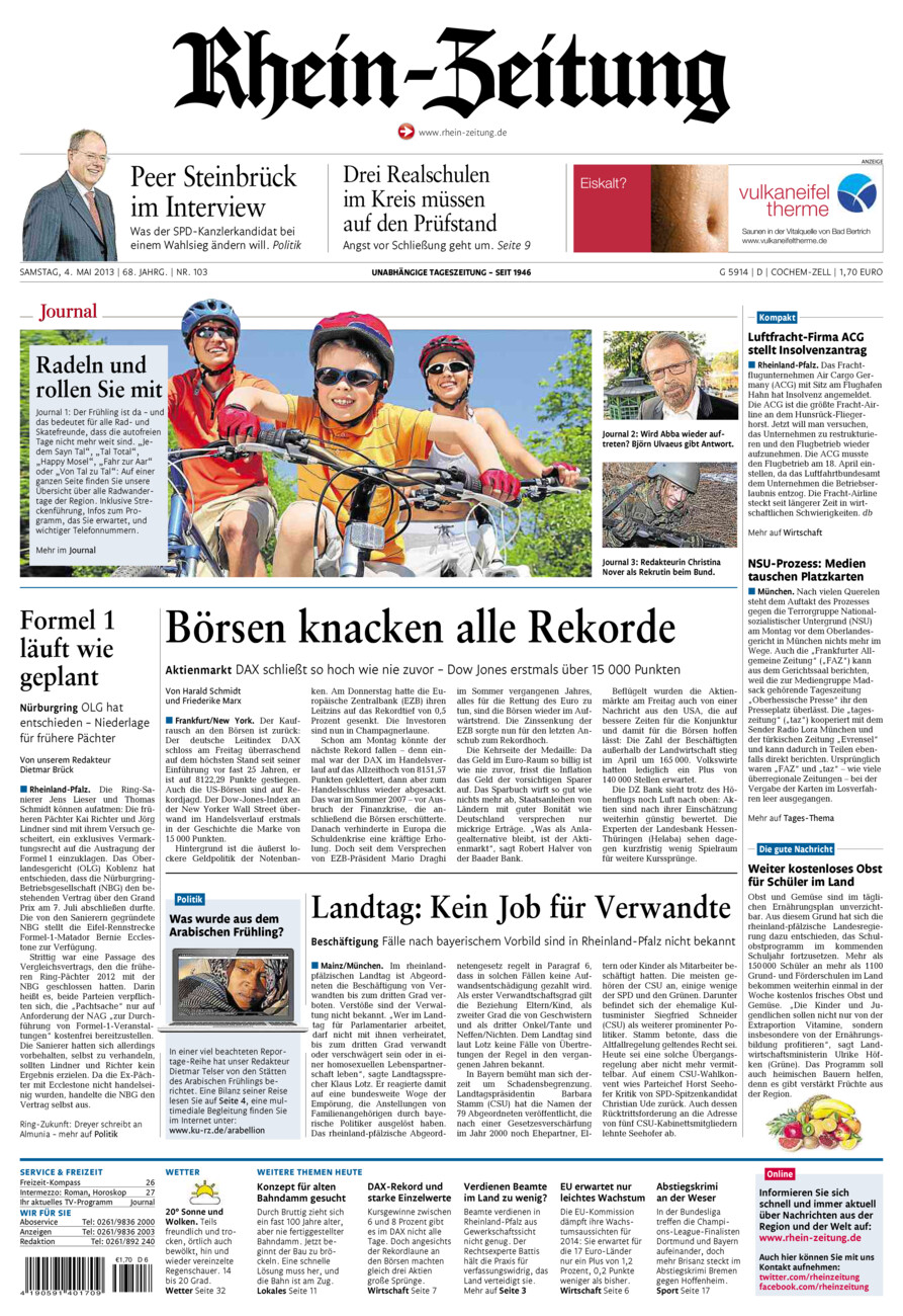 Rhein-Zeitung Kreis Cochem-Zell vom Samstag, 04.05.2013