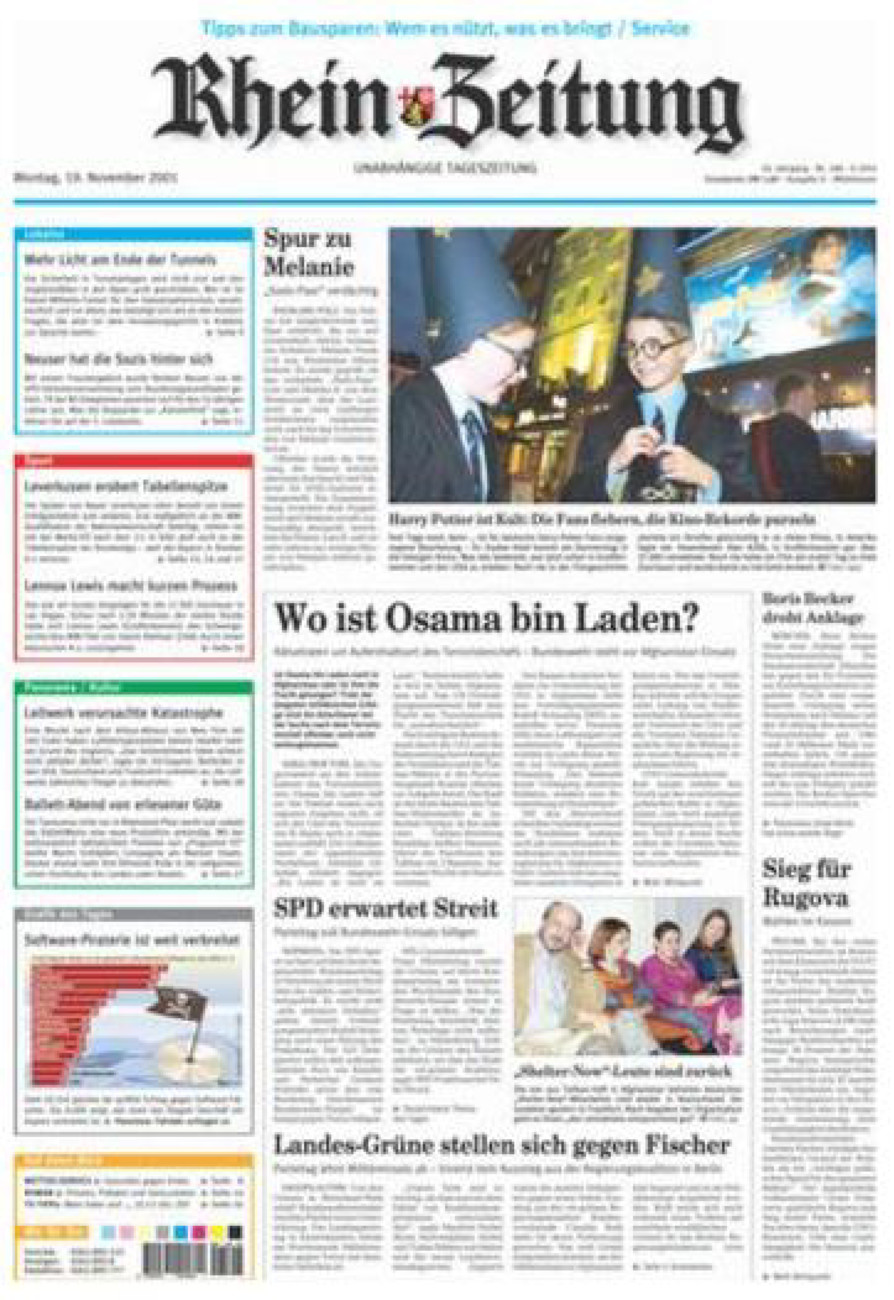 Rhein-Zeitung Kreis Cochem-Zell vom Montag, 19.11.2001