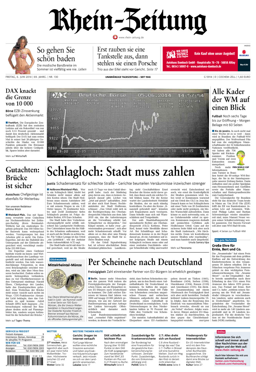 Rhein-Zeitung Kreis Cochem-Zell vom Freitag, 06.06.2014