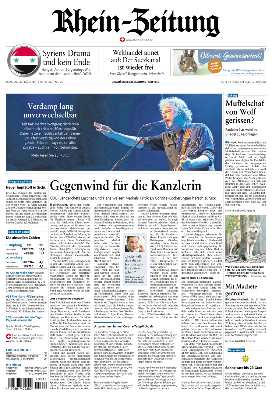 Rhein-Zeitung Kreis Cochem-Zell vom Dienstag, 30.03.2021