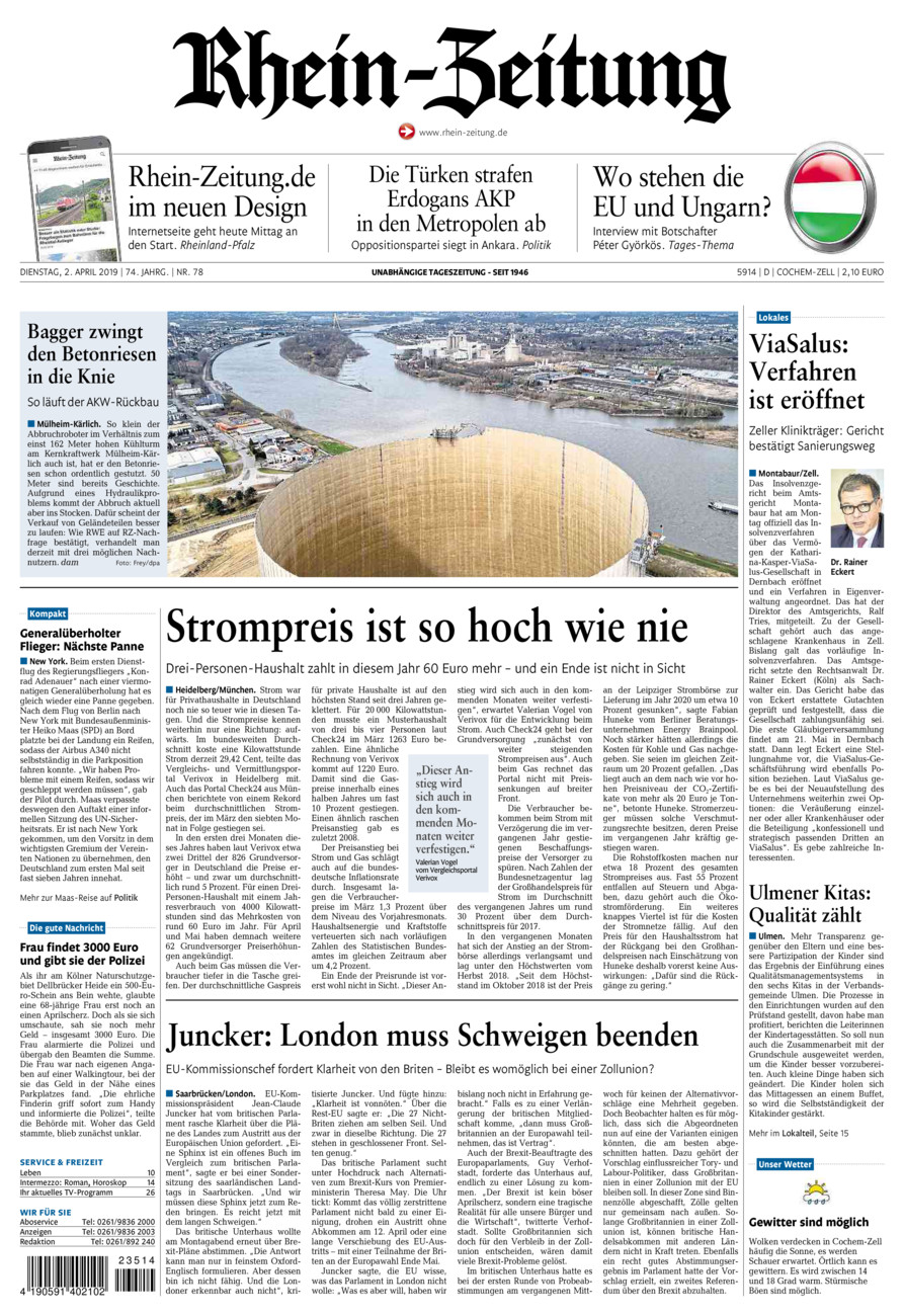 Rhein-Zeitung Kreis Cochem-Zell vom Dienstag, 02.04.2019