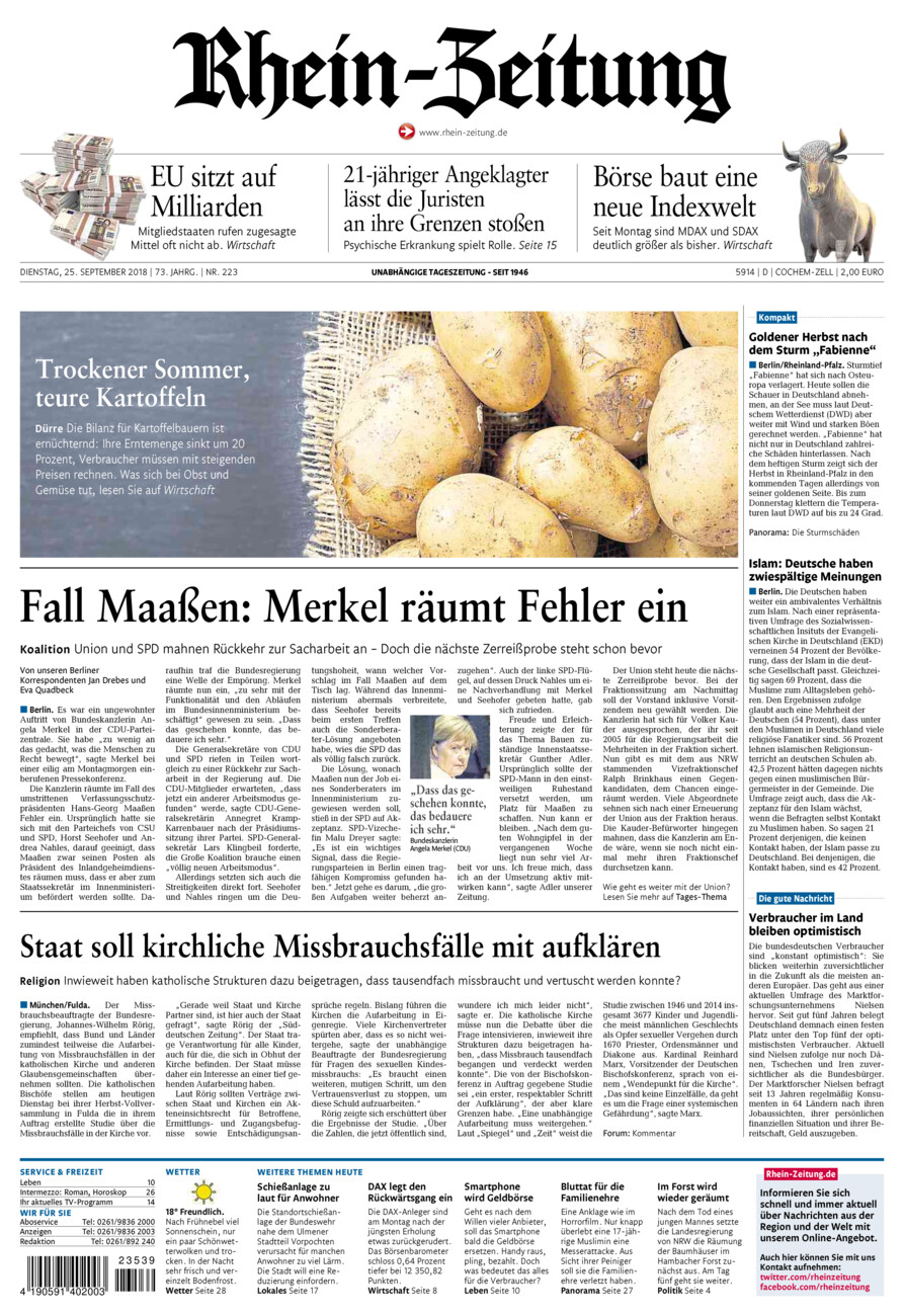 Rhein-Zeitung Kreis Cochem-Zell vom Dienstag, 25.09.2018