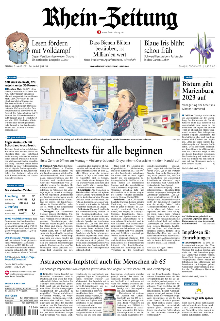 Rhein-Zeitung Kreis Cochem-Zell vom Freitag, 05.03.2021