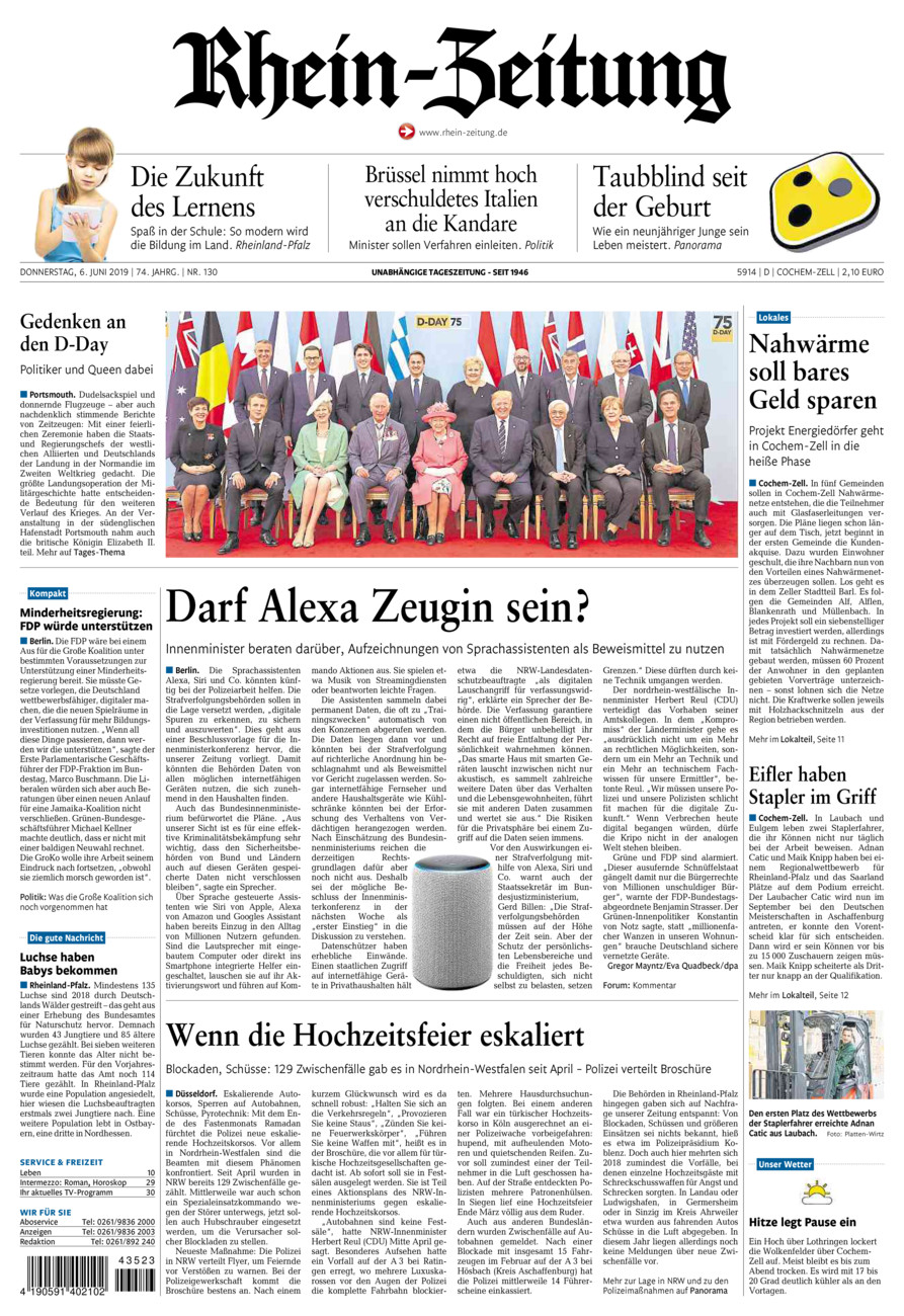 Rhein-Zeitung Kreis Cochem-Zell vom Donnerstag, 06.06.2019
