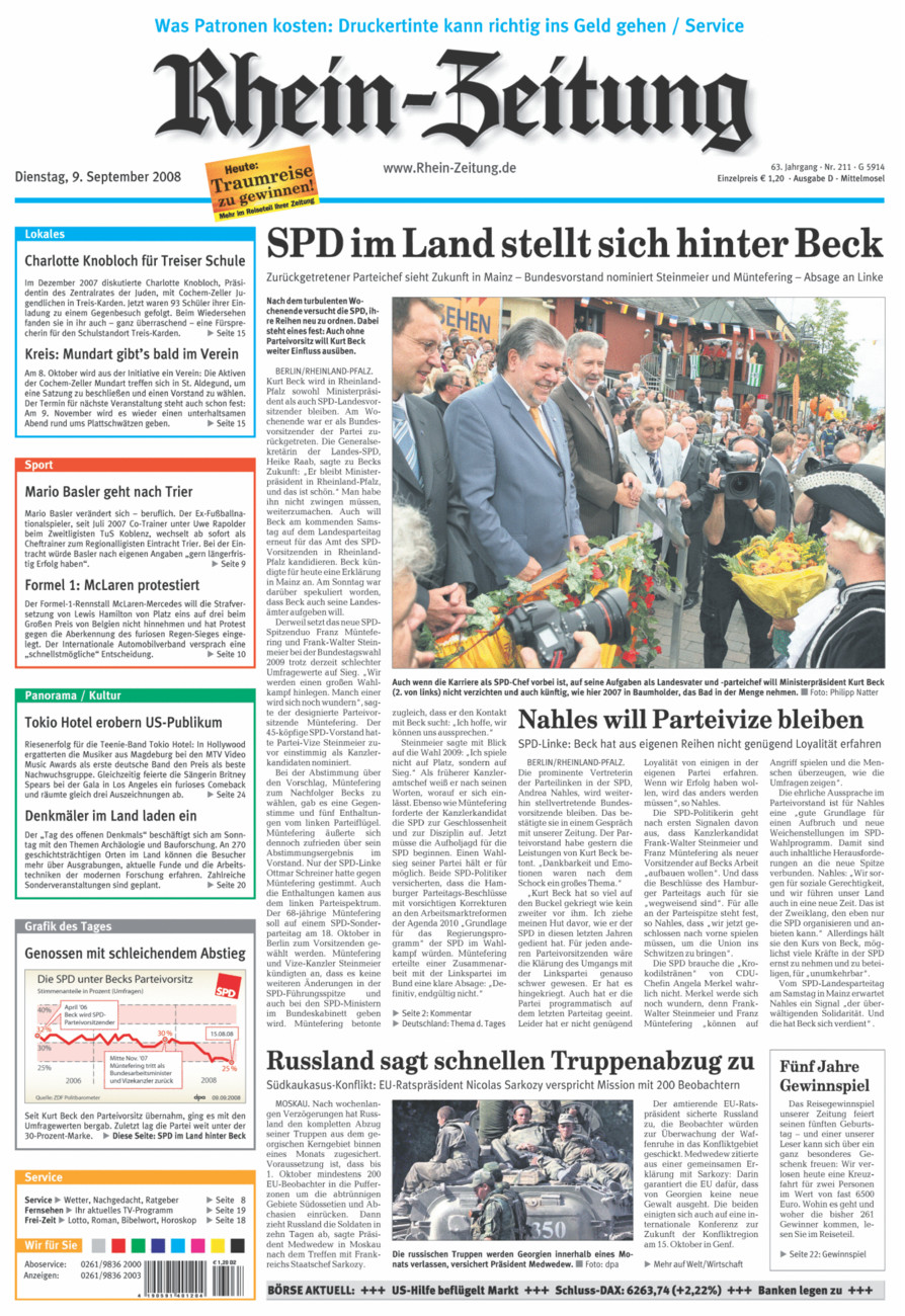Rhein-Zeitung Kreis Cochem-Zell vom Dienstag, 09.09.2008