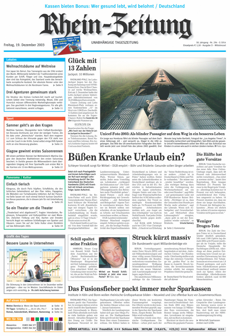 Rhein-Zeitung Kreis Cochem-Zell vom Freitag, 19.12.2003