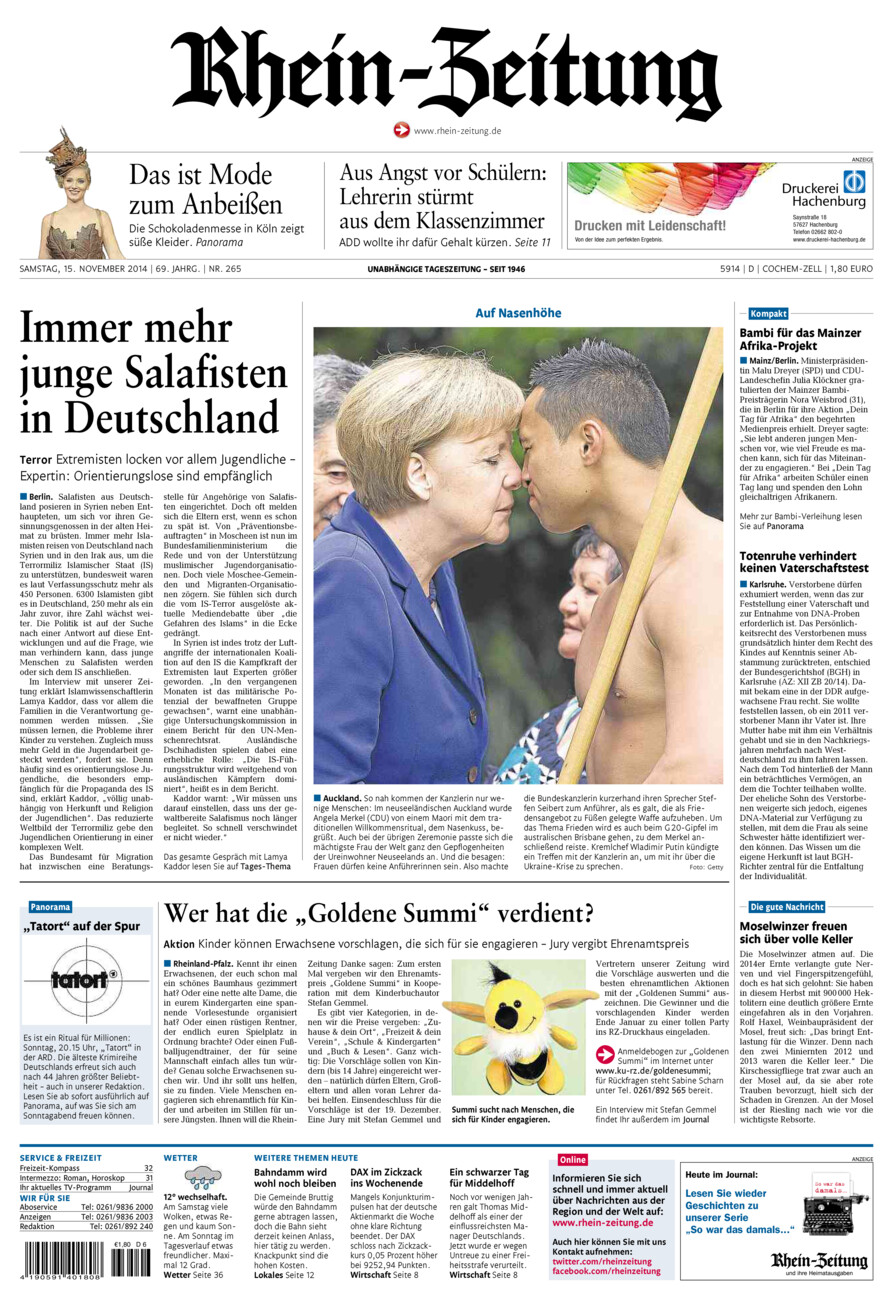 Rhein-Zeitung Kreis Cochem-Zell vom Samstag, 15.11.2014