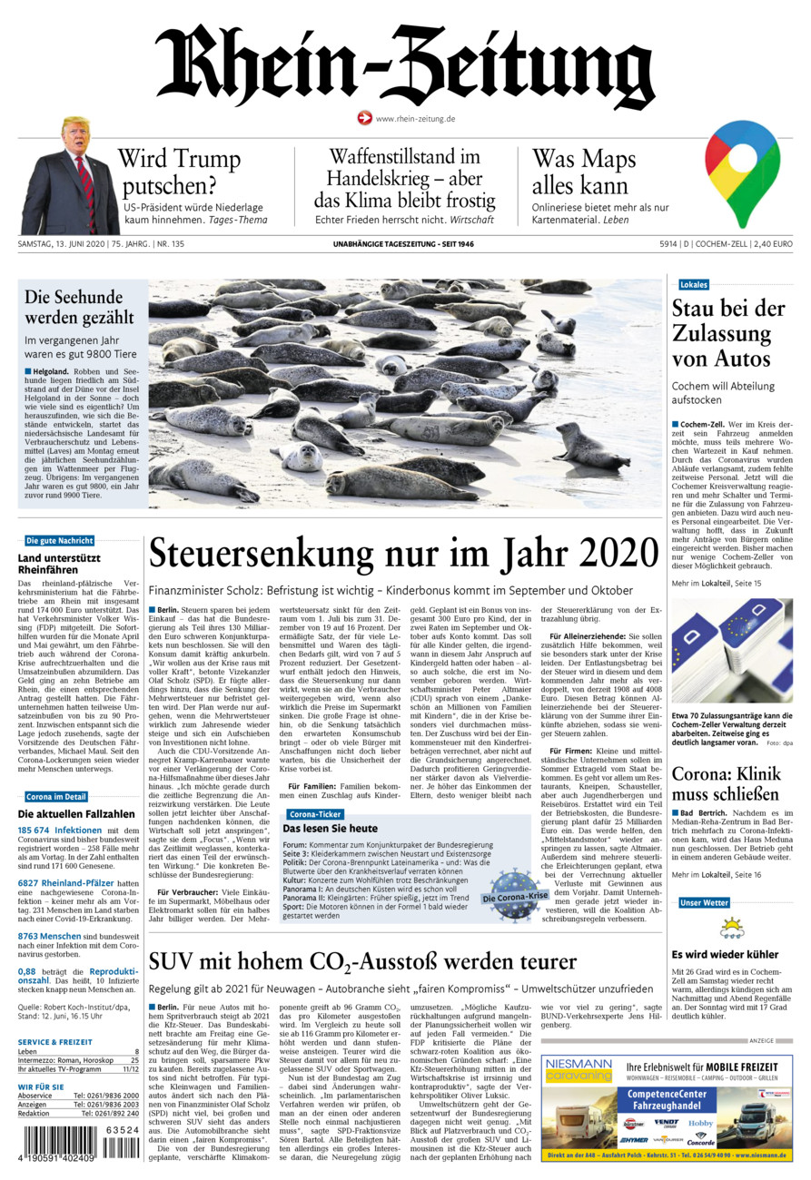 Rhein-Zeitung Kreis Cochem-Zell vom Samstag, 13.06.2020
