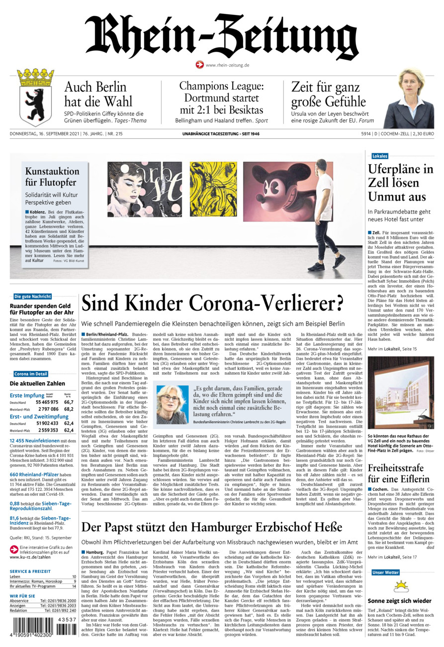 Rhein-Zeitung Kreis Cochem-Zell vom Donnerstag, 16.09.2021