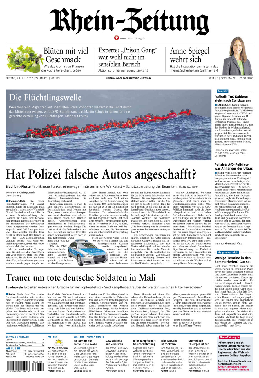 Rhein-Zeitung Kreis Cochem-Zell vom Freitag, 28.07.2017