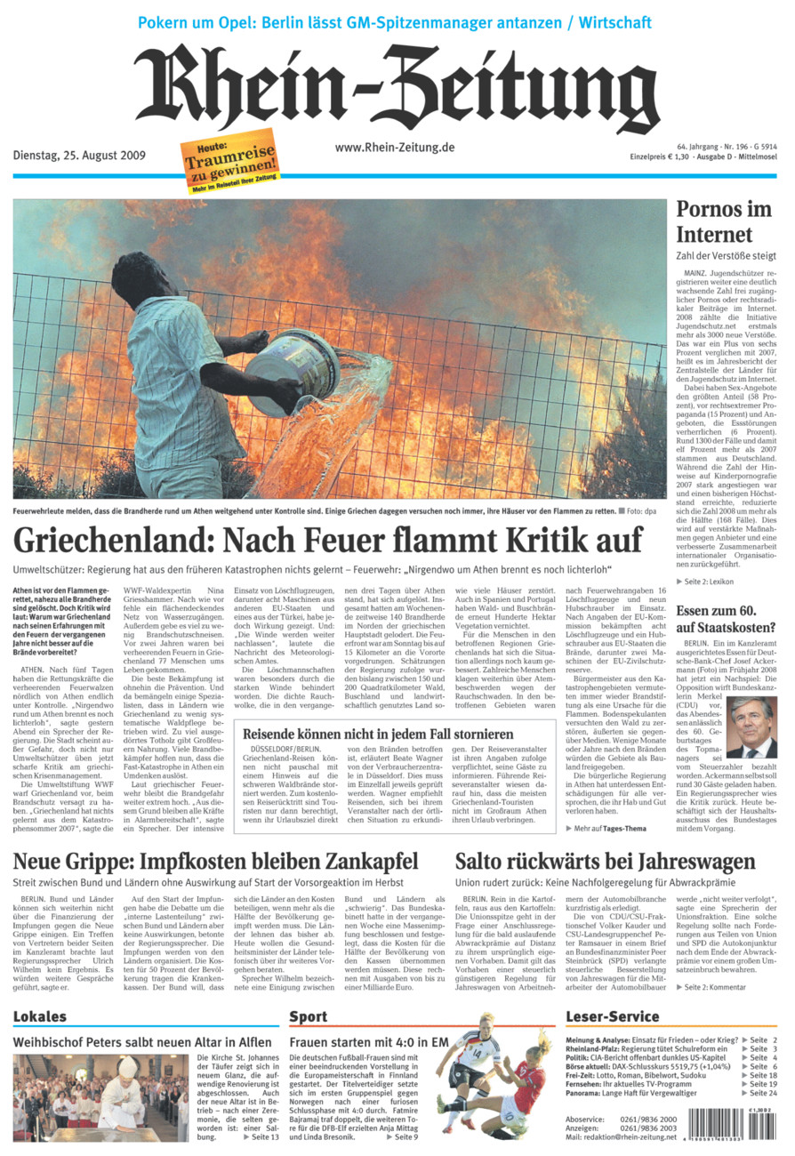 Rhein-Zeitung Kreis Cochem-Zell vom Dienstag, 25.08.2009